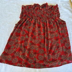 Rouge dark orange Floral Sleeveless Top woman’s 3x shear